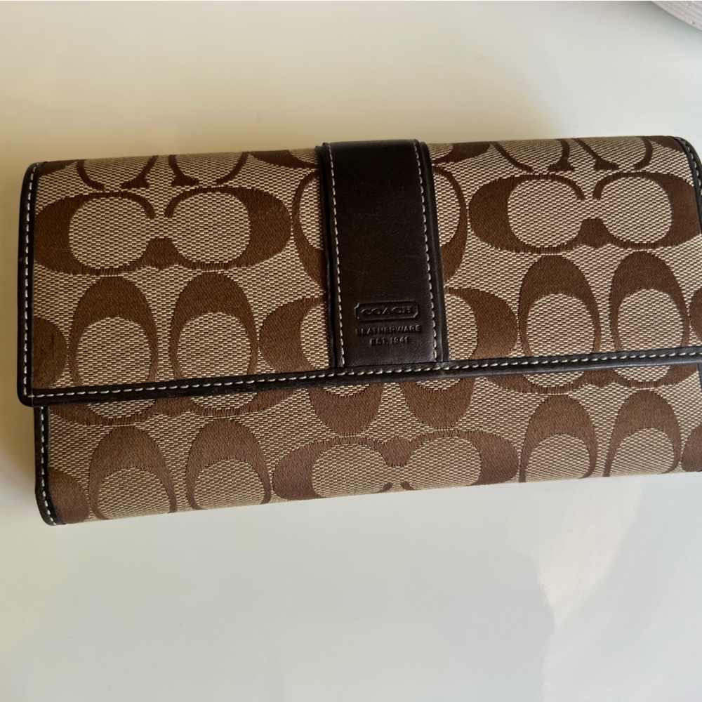 Coach Brown and Tan wallet clutch
